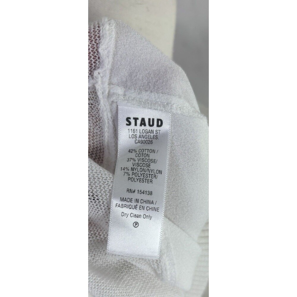 STAUD Short Sleeve Polo Mesh Top Blouse Women XS White Cropped Preppy Retro - Picture 9 of 16
